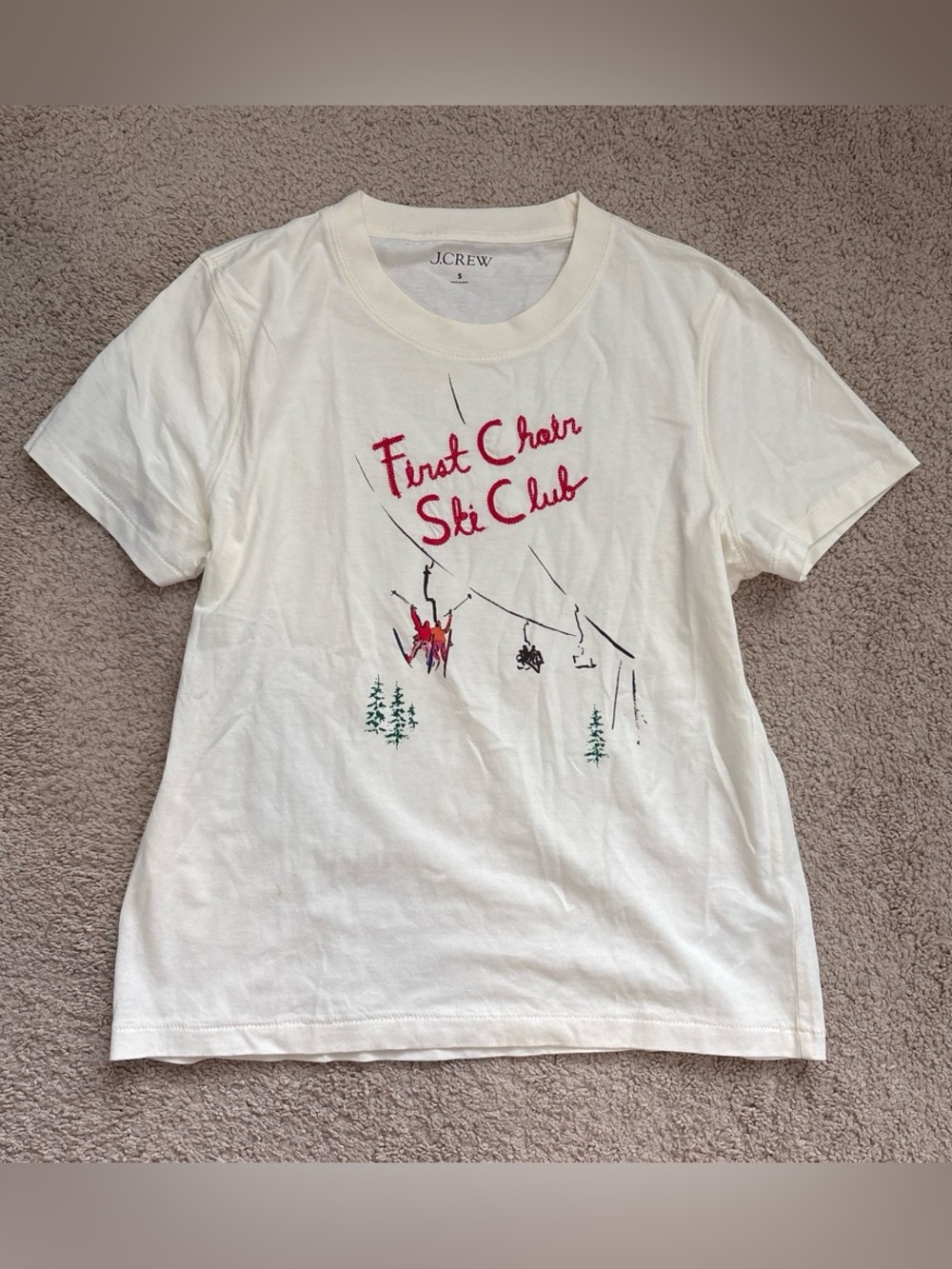 J. Crew White Crewneck Tee with Black Logo
